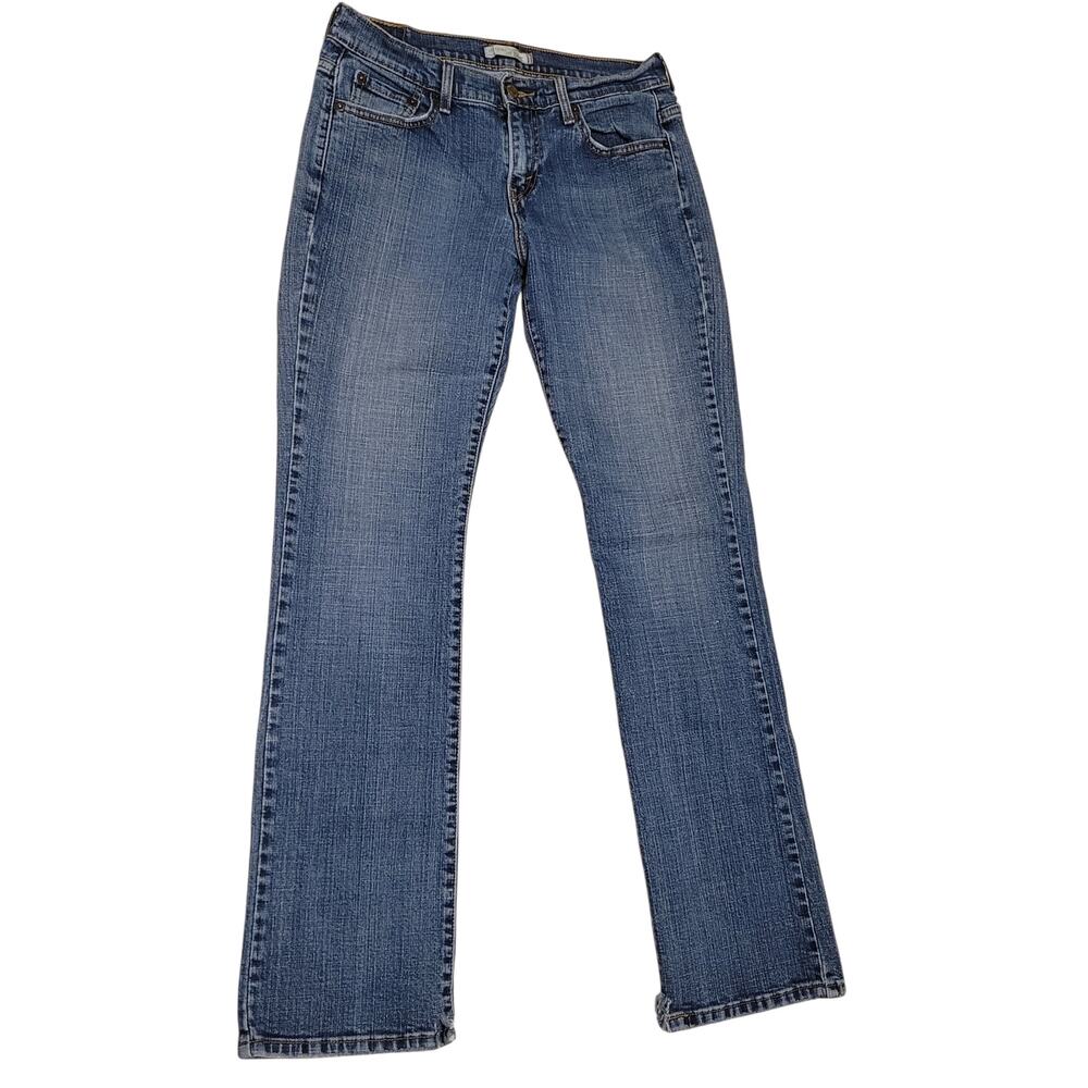 Levis 505 Straight Leg Womens Denim Jeans Mid-Rise Size 6L Small slits hems